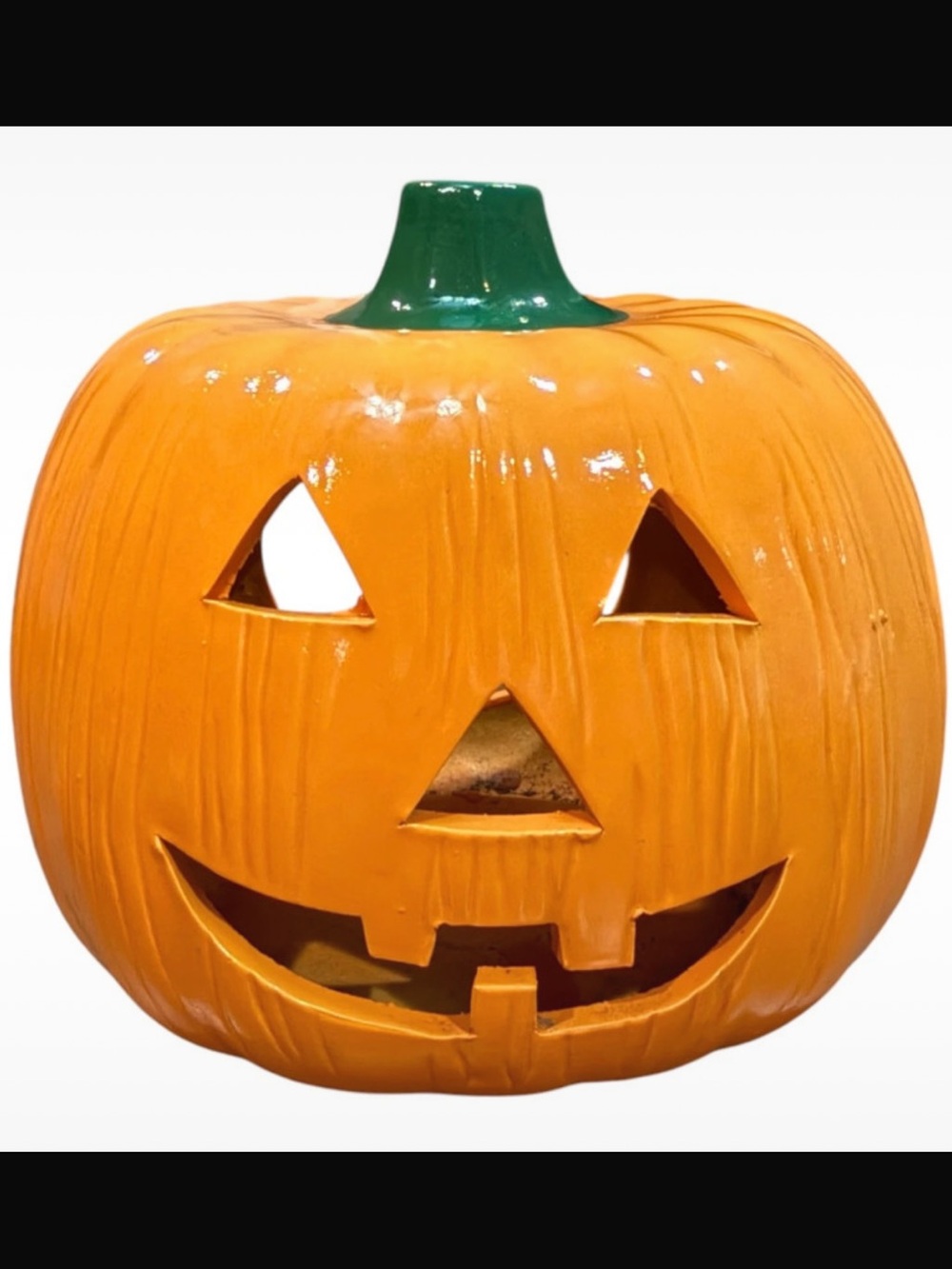 Vintage Flambro medium size ceramic pumpkin jackolantern for votive candle